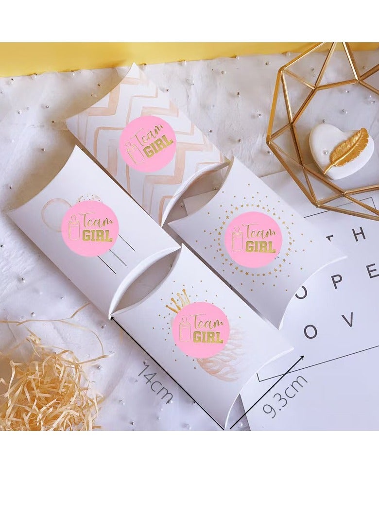 48Pieces Gold Watercolor Gender Reveal Stickers 1.57 Inches Gold Glitter Team Boy Team Girl Labels Pink and Blue Stickers for Gender Reveal Parties, Baby Showers, Party Invitations - Image 3