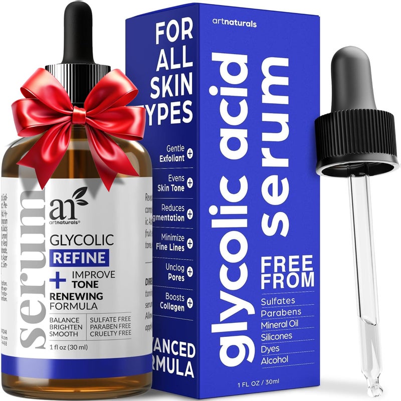 artnaturals Glycolic Serum - Face Serum - Vitamin C and Aloe Vera - Exfoliates and Minimizes Pores, Reduce Acne, Breakouts, and Appearance of Aging and Scars -1 oz. - Image 1