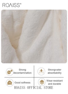 roaiss 2-Piece Coral Velvet Bathrobe for Men and Women Long Increase Absorbent Pajamas Robe Pure White Soft Plus Size Bathrobes with Pockets for Household Hotel  - Image 5
