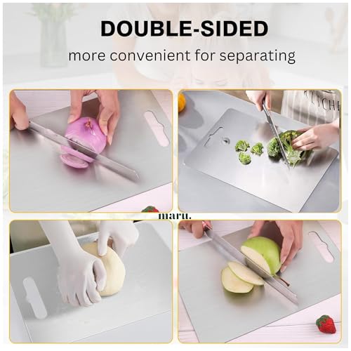 Maru Stainless Steel Chopping Board for Kitchen - 36 x 25 cm, Non-Slip, Rust-Proof, Round Edges | Durable, Hygienic Cutting Board for Vegetables & Fruits | Modern and Easy-to-Use Design (36 x 25 cm) - Image 5