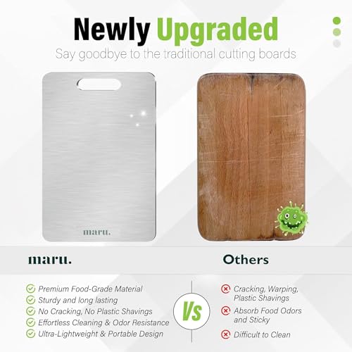 Maru Stainless Steel Chopping Board for Kitchen - 36 x 25 cm, Non-Slip, Rust-Proof, Round Edges | Durable, Hygienic Cutting Board for Vegetables & Fruits | Modern and Easy-to-Use Design (36 x 25 cm) - Image 3