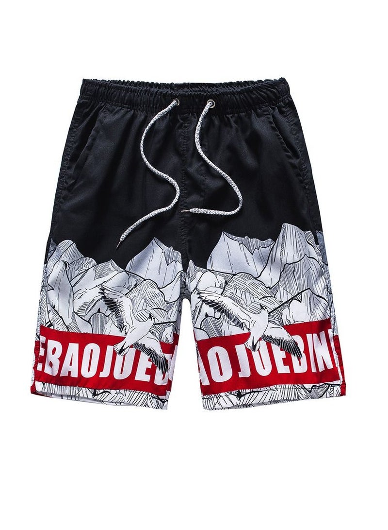 Y&D 1-Piece Men Swim Beach Shorts Quick Dry Swimming Trunks Drawstring Surfing Board Shorts Loose Boxers Short Pants  - Image 1