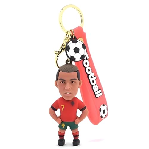 FowWelt Cartoon Characters Keychain for Girls & Boys – Cute Silicone Keyring Accessories | Key Purse, Backpack, Car Charm | Fun Anime Style Kids Gift | Lightweight & Durable (Ronaldo) - Image 2