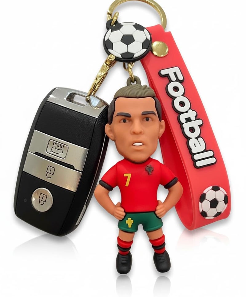 FowWelt Cartoon Characters Keychain for Girls & Boys – Cute Silicone Keyring Accessories | Key Purse, Backpack, Car Charm | Fun Anime Style Kids Gift | Lightweight & Durable (Ronaldo) - Image 1