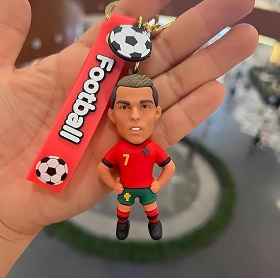 FowWelt Cartoon Characters Keychain for Girls & Boys – Cute Silicone Keyring Accessories | Key Purse, Backpack, Car Charm | Fun Anime Style Kids Gift | Lightweight & Durable (Ronaldo) - Image 3