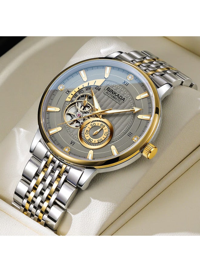 Binkada Men's Official Fully Automatic Mechanical Watch, Skeleton Tourbillon, High-end Business Waterproof Birthday Gift - Image 1