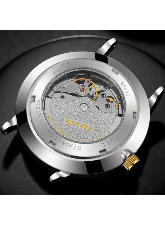 Binkada Men's Official Fully Automatic Mechanical Watch, Skeleton Tourbillon, High-end Business Waterproof Birthday Gift - Image 3