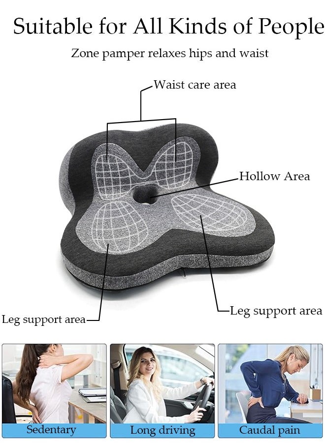 DUNISO Seat Cushion Memory Foam Cushion for Office Chair, Car Seat, Airplane, Bleacher - Sciatica & Hip & Coccyx Pain Relief Desk Chair Cushion for Long Sitting Office Workers, Car Drivers  - Image 2