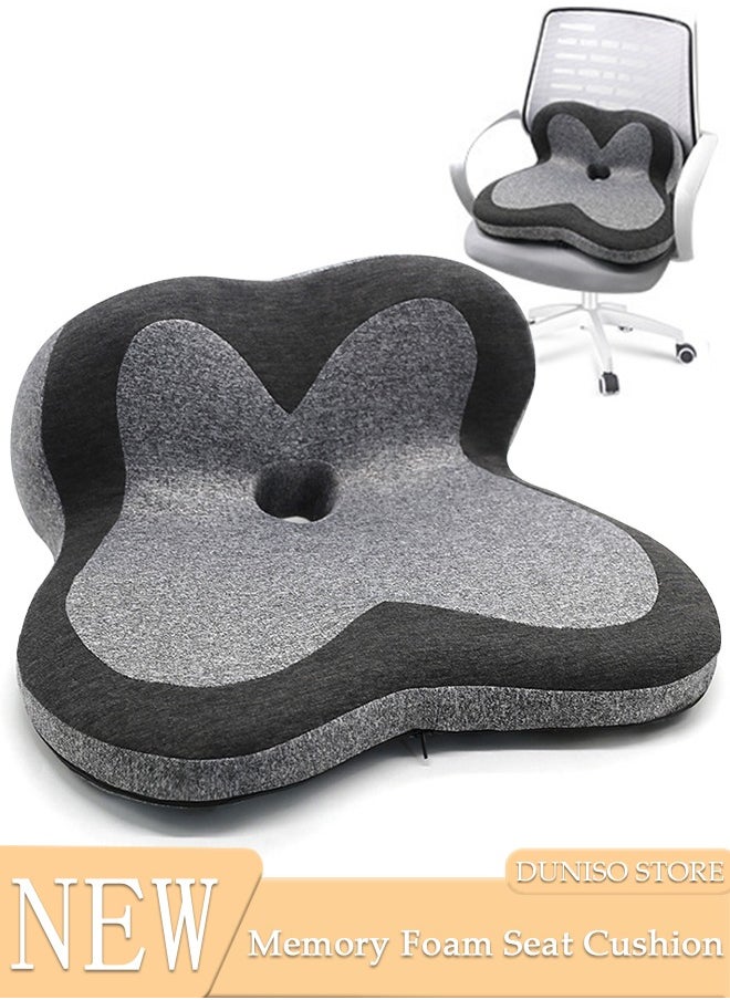 DUNISO Seat Cushion Memory Foam Cushion for Office Chair, Car Seat, Airplane, Bleacher - Sciatica & Hip & Coccyx Pain Relief Desk Chair Cushion for Long Sitting Office Workers, Car Drivers  - Image 1