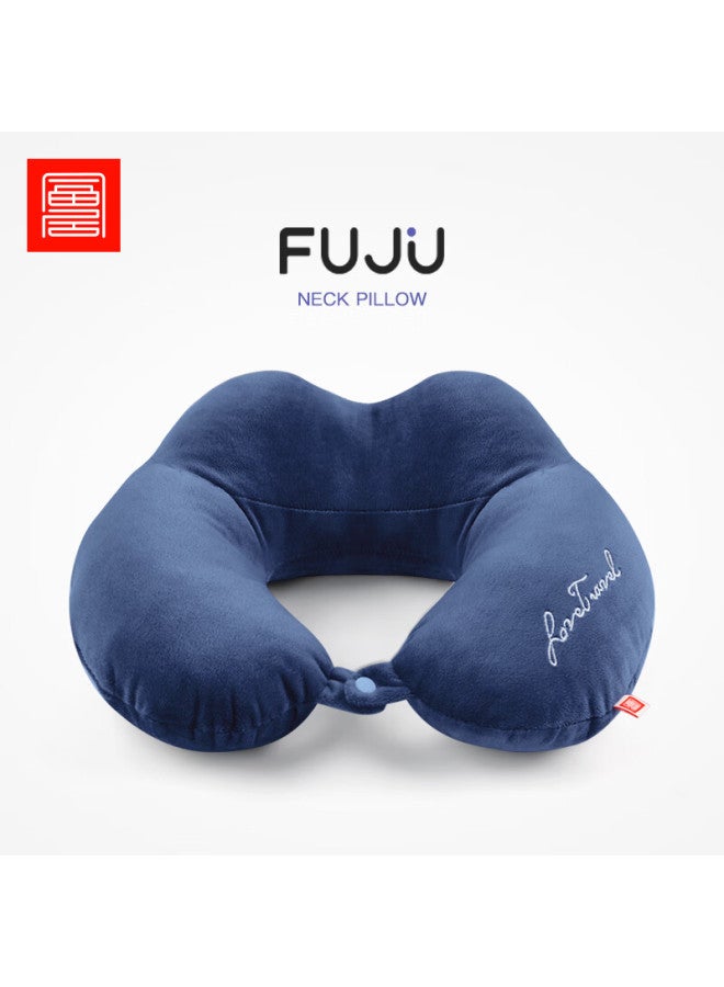 Foojo U-shaped Neck Pillow, Student Nap Pillow, Travel Office Headrest, Cushion, Backrest, Navy Blue - Image 1
