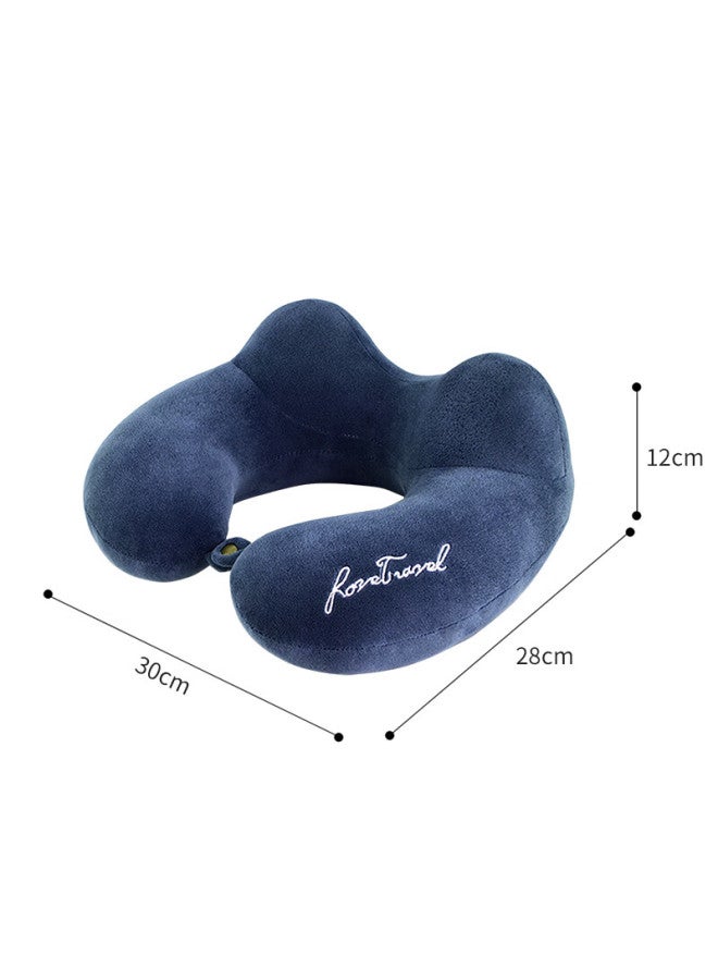 Foojo U-shaped Neck Pillow, Student Nap Pillow, Travel Office Headrest, Cushion, Backrest, Navy Blue - Image 4