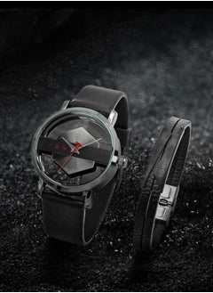 TOMI Stylish Black Leather Strap Watch From Tomi For Unisex And Women, With a Bracelet  - Image 1