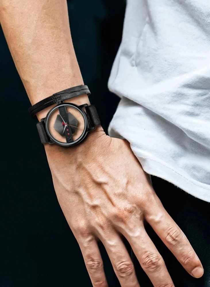 TOMI Stylish Black Leather Strap Watch From Tomi For Unisex And Women, With a Bracelet - Image 2