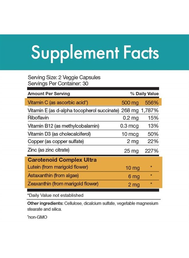 stop aging now Vision360 Ultra AREDS2 - Vision and Eye Health - Eases Eye Strain and Fatigue - Vitamin C, Vitamin E, Vitamin D3, Vitamin B2 and B12, Zinc, Copper, Astaxanthin, Lutein - 60 Vcaps  - Image 3