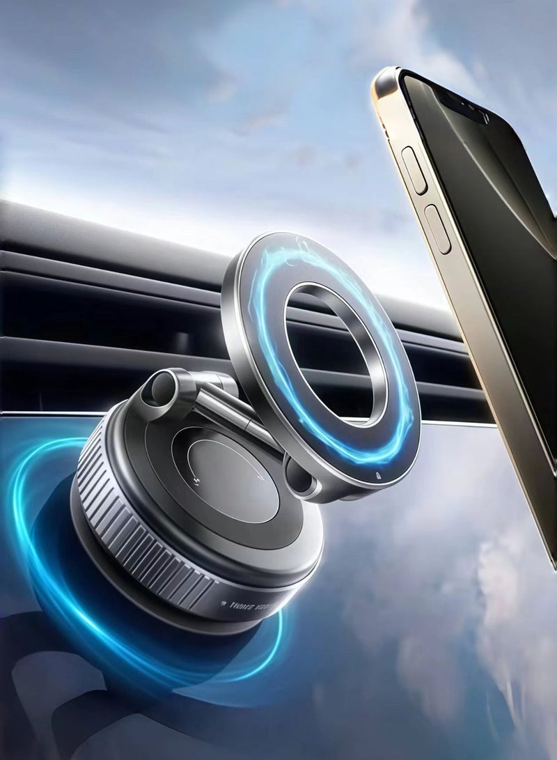infino 2025 Vacuum Magnetic Car Phone Mount,Strong Magnetic Phone Holder for Car Dashboard, Vacuum Magnetic Car Phone Mount,infino N54 Vacuum Suction Cup Mount with 360° Rotation & Anti-Shake - Universal Hands-Free Compatible with All Smartphones, Ideal for Car, Gym, Mirror, Smooth Surface (Sleek Blue) - Image 1