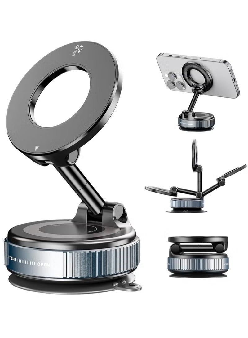 infino 2026 Vacuum Magnetic Car Phone Mount,Strong Magnetic Phone Holder for Car Dashboard, Vacuum Magnetic Car Phone Mount,infino N55 Vacuum Suction Cup Mount with 360° Rotation & Anti-Shake - Universal Hands-Free Compatible with All Smartphones, Ideal for Car, Gym, Mirror, Smooth Surface (Sleek Blue) - Image 2