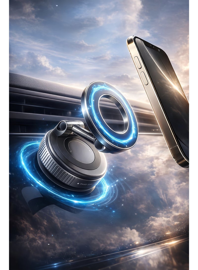 infino 2026 Vacuum Magnetic Car Phone Mount,Strong Magnetic Phone Holder for Car Dashboard, Vacuum Magnetic Car Phone Mount,infino N55 Vacuum Suction Cup Mount with 360° Rotation & Anti-Shake - Universal Hands-Free Compatible with All Smartphones, Ideal for Car, Gym, Mirror, Smooth Surface (Sleek Blue) - Image 1