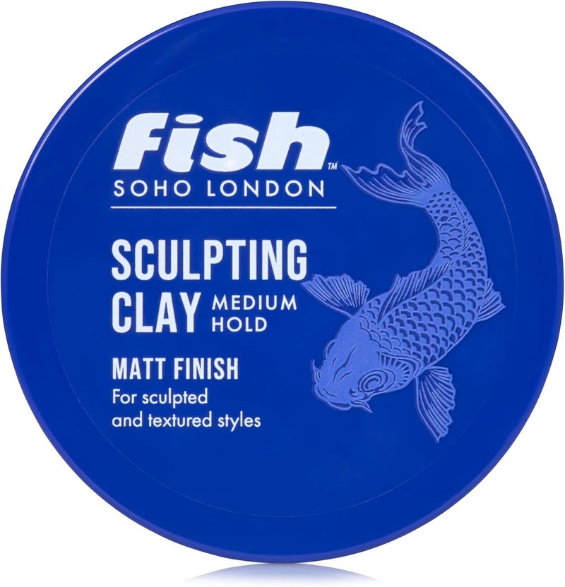 FISH Original Fish Sculpting Hair Clay Mens Hair Styling Product Suitable for Short Medium Length Hair Stylist Barber Used Medium hold Matt Finish 70ml