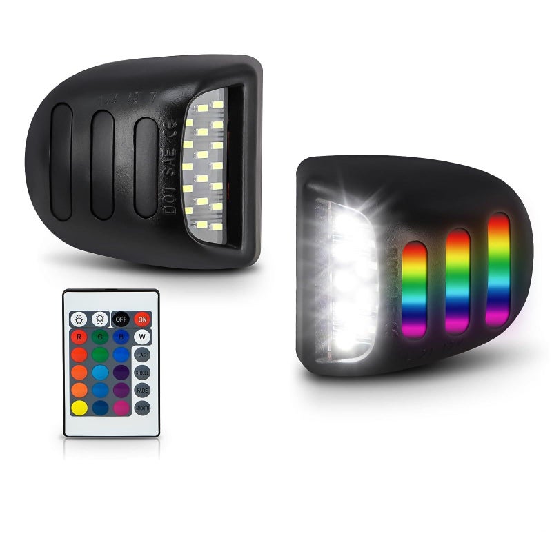 Bestview RGB LED License Plate Light Tag Lights Assembly Compatible with Chevy Silverado Suburban Tahoe GMC Sierra 1500 2500 3500 HD Escalade EXT, 16 Color Lighting - Image 1