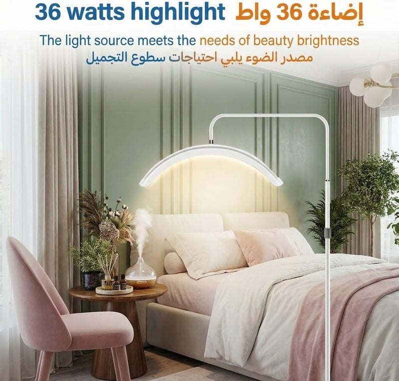 NEELABIL 36W Floor LED Video Light, Half-Moon Fill Light 3200K-5600K Bi-Color | Dimmable with 180cm Stand, Phone Holder & Remote for Makeup Live Streaming - ضوء فيديو LED أرضي 36W - Image 2