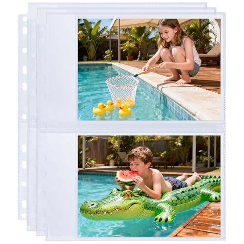 Zofly 30 Pack 5x7 Photo Album Refill Pages for 3 Ring Binder,Ultra-Clear Photo Sleeves Holding 120 Pictures, Double-Sided 2 Pockets Photo Pages, Photo Sheet Protector for Photos and Postcards - Image 1
