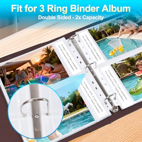 Zofly 30 Pack 5x7 Photo Album Refill Pages for 3 Ring Binder,Ultra-Clear Photo Sleeves Holding 120 Pictures, Double-Sided 2 Pockets Photo Pages, Photo Sheet Protector for Photos and Postcards - Image 4