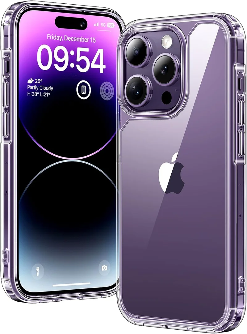 بلو بيك BluePeak iPhone 14 Pro Case, Shockproof Bumper Phone Cover, Anti-Yellowing Clear Back Compatible with iPhone 14 (Clear)