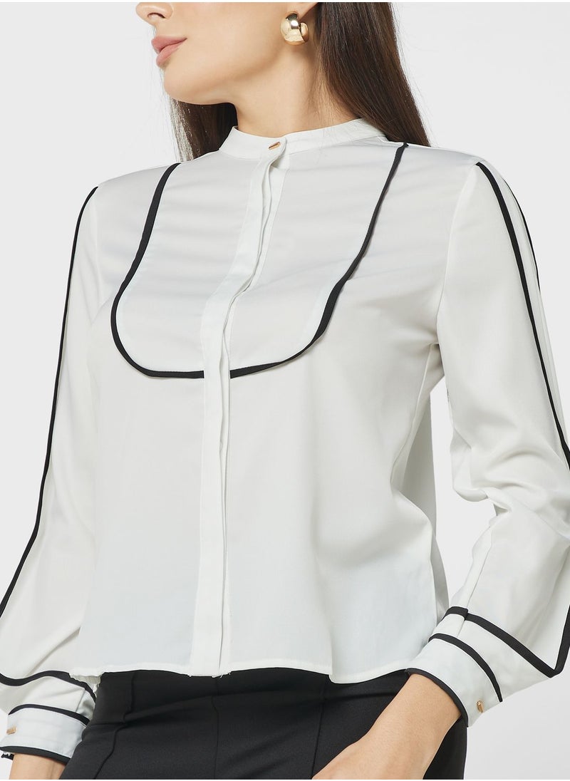 ELLA Contrast Seam Detail Blouse  - Image 3