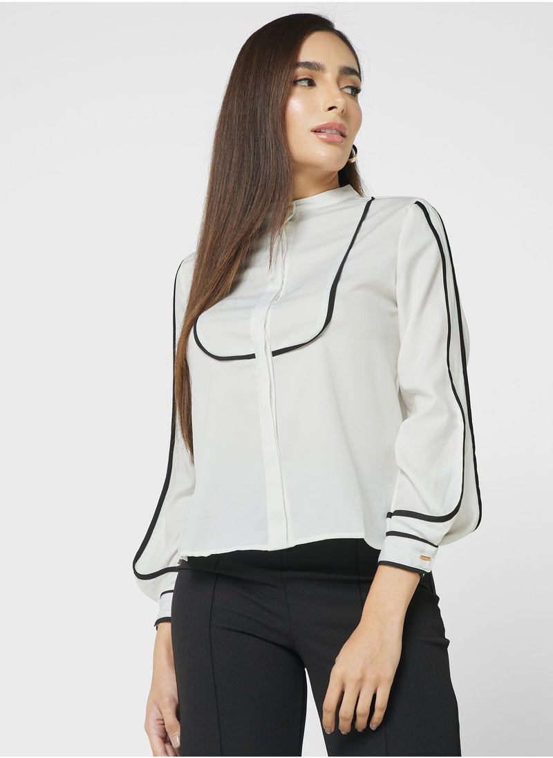 ELLA Contrast Seam Detail Blouse  - Image 1