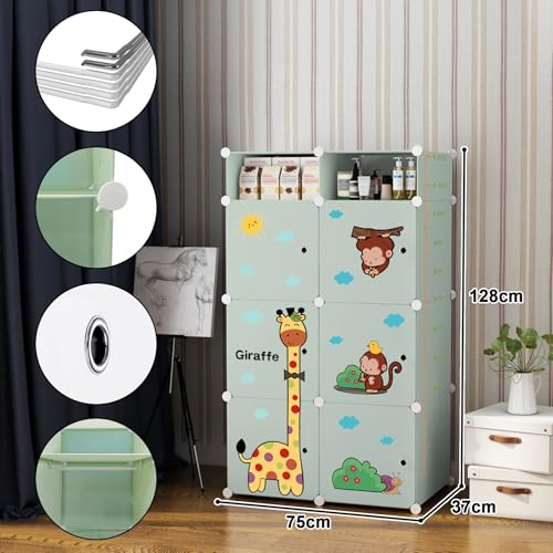 Mevigo 6+2 Door Plastic Wardrobe - Cupboard for Storage | Baby Wardrobe for Clothes | Kids Almirah for Clothes| Foldable Space-Saving Collapsible Wardrobe for Living Room, Toy, Books- Green-Dyno-S3 - Image 4