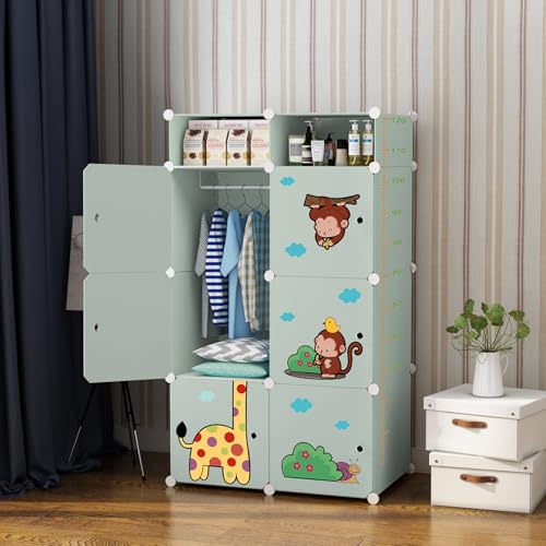 Mevigo 6+2 Door Plastic Wardrobe - Cupboard for Storage | Baby Wardrobe for Clothes | Kids Almirah for Clothes| Foldable Space-Saving Collapsible Wardrobe for Living Room, Toy, Books- Green-Dyno-S3 - Image 3