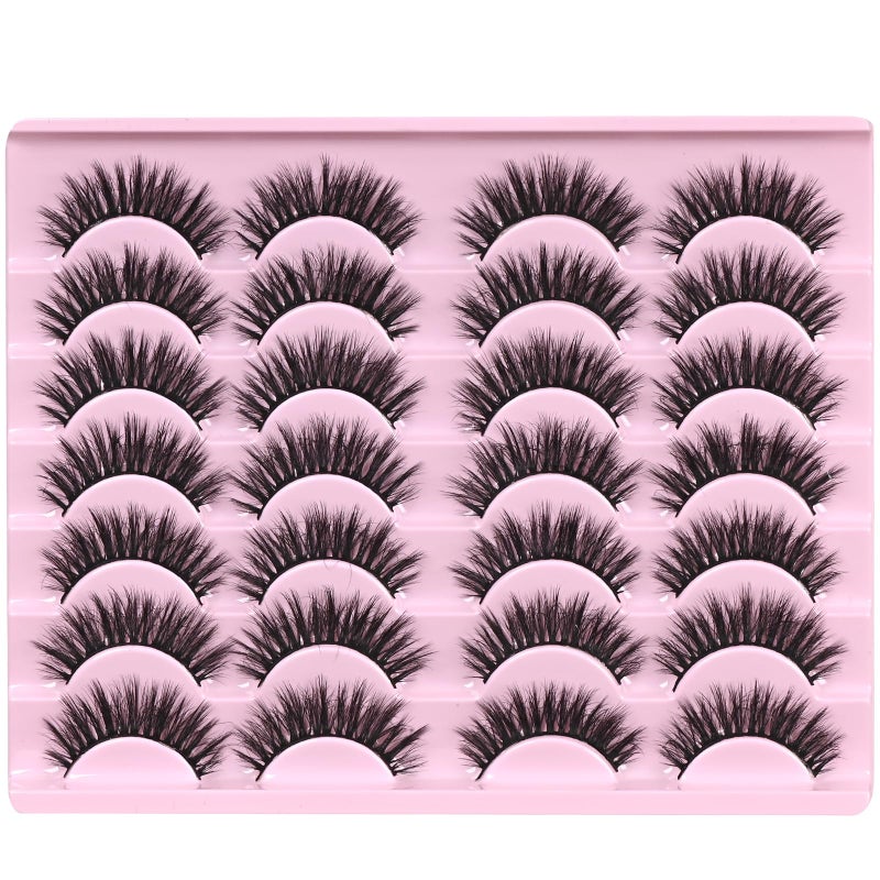 FARRED Lashes Natural Look Short Cat Eye Natural Lashes Fluffy Wispy False Eyelashes 14 Pairs Faux Mink Strip Eye Lashes Pack for Daily Makeup (F7 | 6-15mm) - Image 5