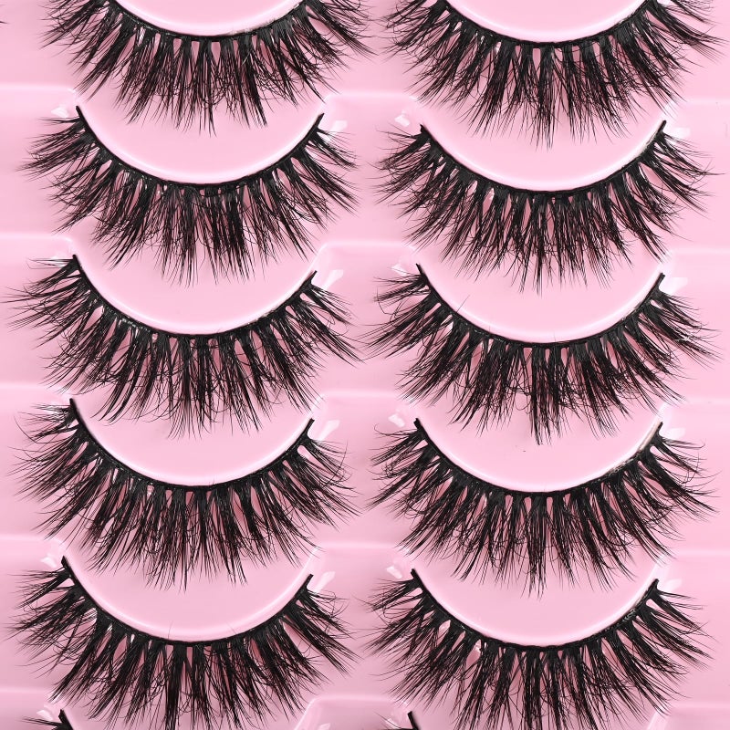 FARRED Lashes Natural Look Short Cat Eye Natural Lashes Fluffy Wispy False Eyelashes 14 Pairs Faux Mink Strip Eye Lashes Pack for Daily Makeup (F7 | 6-15mm) - Image 4