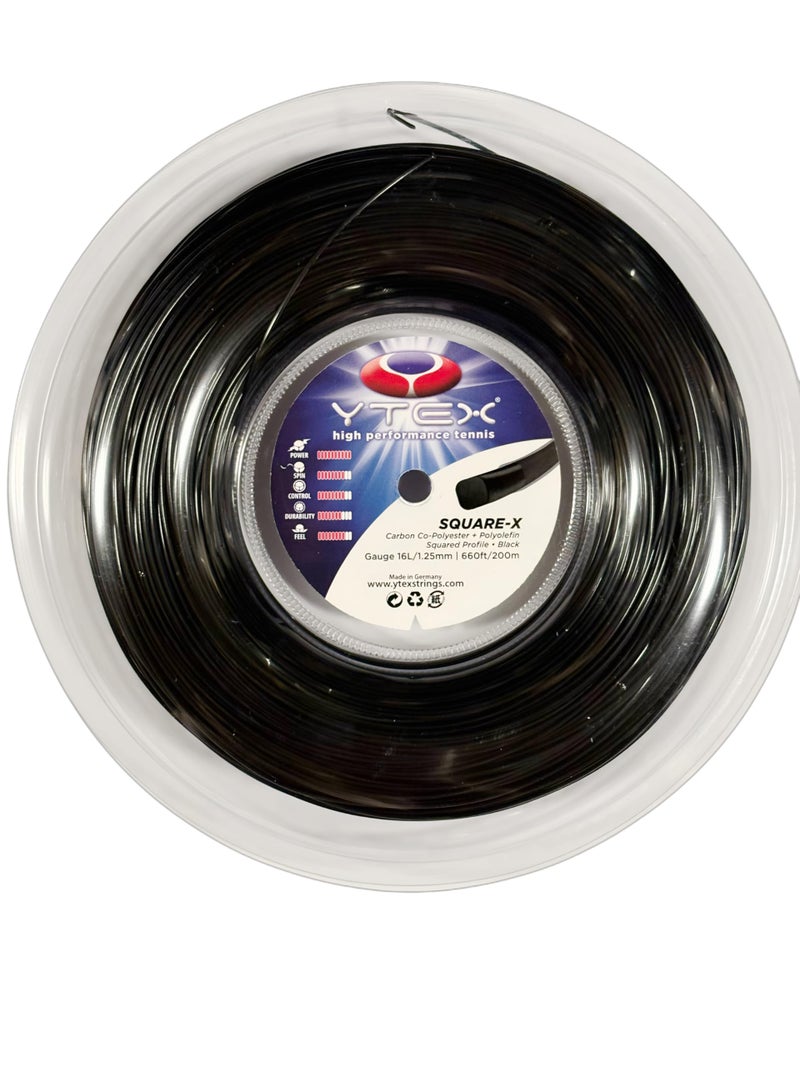 YTEX Square-X Black Tennis Racquet String Reel (16L Gauge, 1.25mm) - Image 3