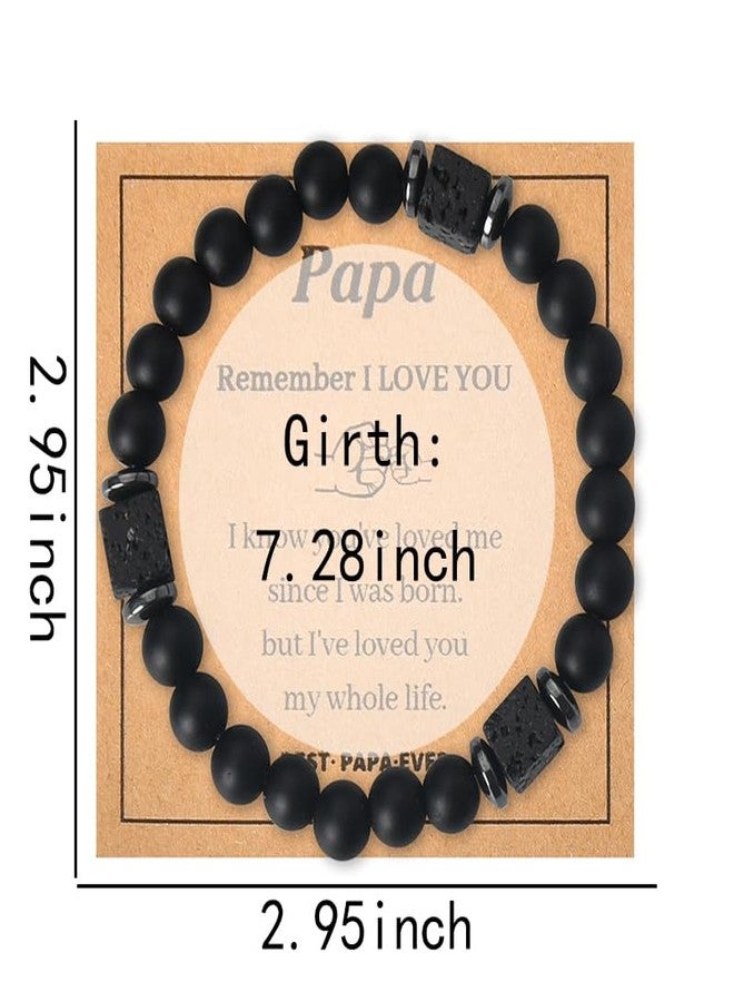 Sisadodo Grandfather Papa Gifts from Granddaughter Grandson Papa Beaded Bracelet for Men Granddad Fathers Day Christmas Gifts for Papaw Black Bead Bracelets for Grandpa I Love You Gift for Men - Image 2