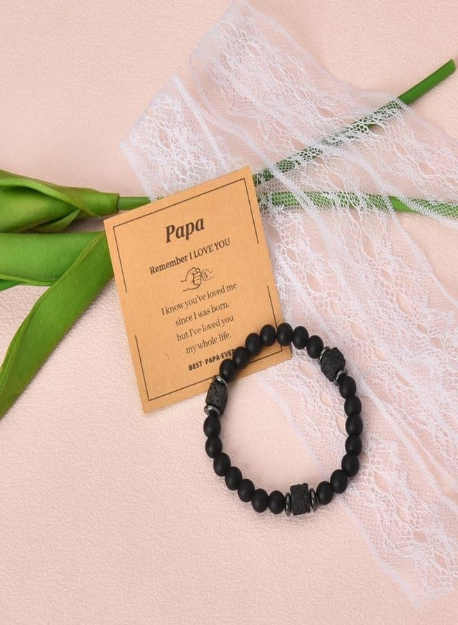Sisadodo Grandfather Papa Gifts from Granddaughter Grandson Papa Beaded Bracelet for Men Granddad Fathers Day Christmas Gifts for Papaw Black Bead Bracelets for Grandpa I Love You Gift for Men - Image 4