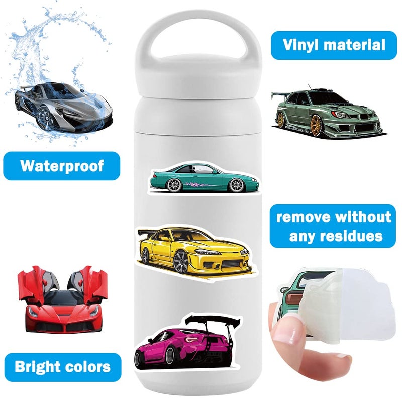 DULEFUN 100pcs JDM Car Stickers, Racing Sport Car Stickers Vinyl Waterproof for Water Bottles Laptop Guitar Skateboard Scrapbook JDM Decals Car Stickers for Men Teens Adults Kids - Image 2