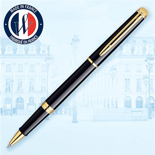 Waterman Hémisphère Rollerball Pen | Gloss Black with 23k Gold Trim | Fine Point | Black Ink | Gift Box - Image 2