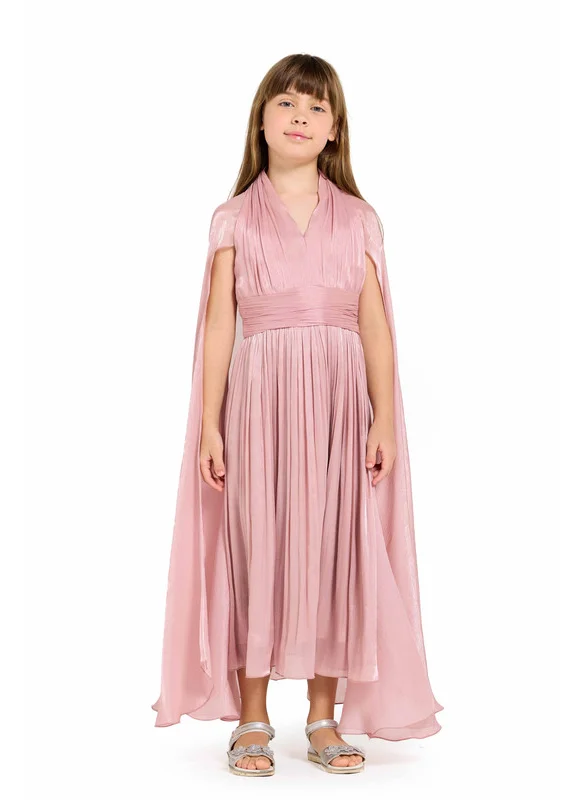 Amri Silk Dress With Draped Sleeves