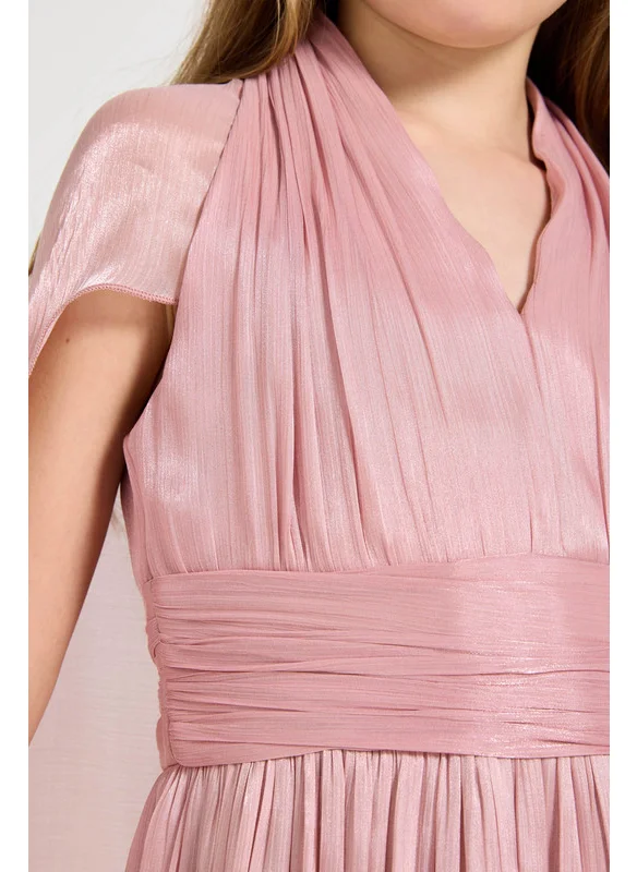 امري Silk Dress With Draped Sleeves