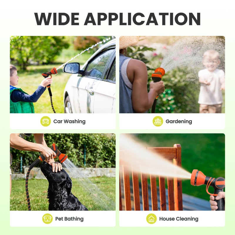 Giraffe Tools Non-Expandable Garden Hose 50FT 1/2â€ Lightweight Flexible Water Hoses Burst 600 psi with 9 Spray Function Nozzle Heavy Duty Hose - Image 5
