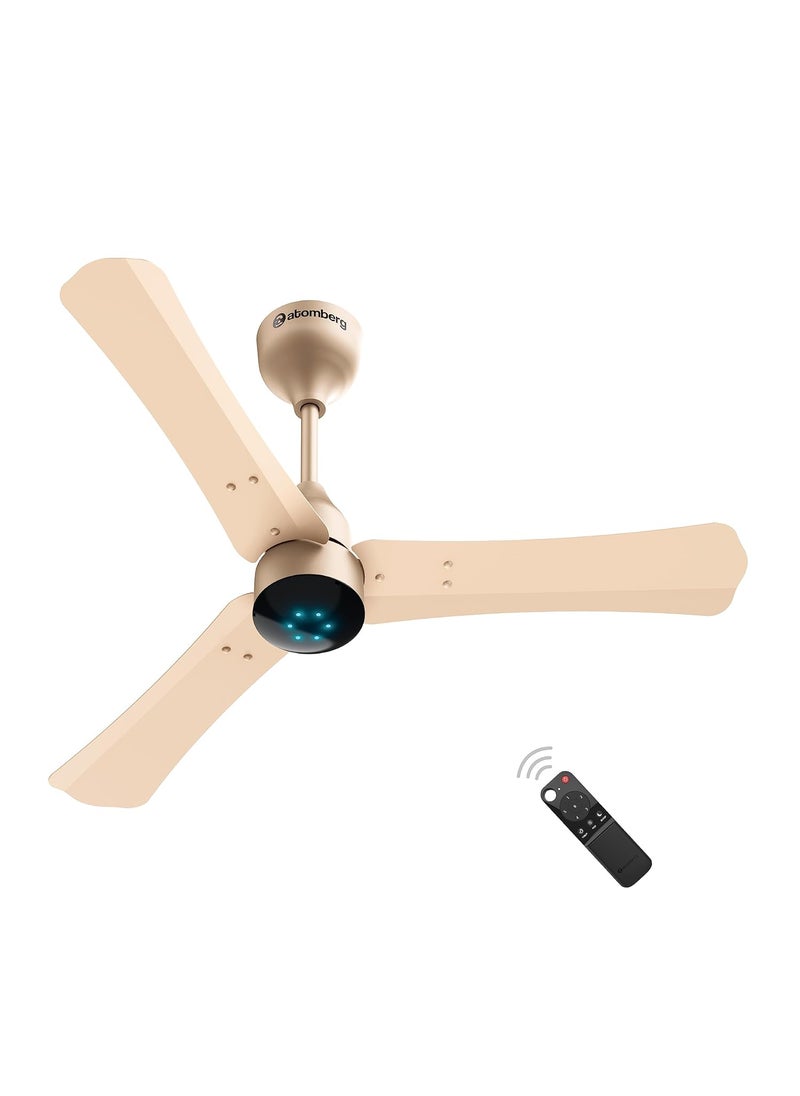 atomberg atomberg Renesa 900mm BLDC Ceiling Fan with Remote Control BEE 5 star Rated Energy Efficient Ceiling Fan High Air Delivery with LED Indicators 21 Year Warranty Metallic Gold  - Image 1