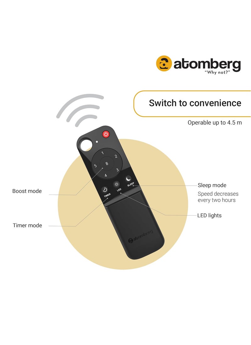 atomberg atomberg Renesa 900mm BLDC Ceiling Fan with Remote Control BEE 5 star Rated Energy Efficient Ceiling Fan High Air Delivery with LED Indicators 21 Year Warranty Metallic Gold  - Image 3