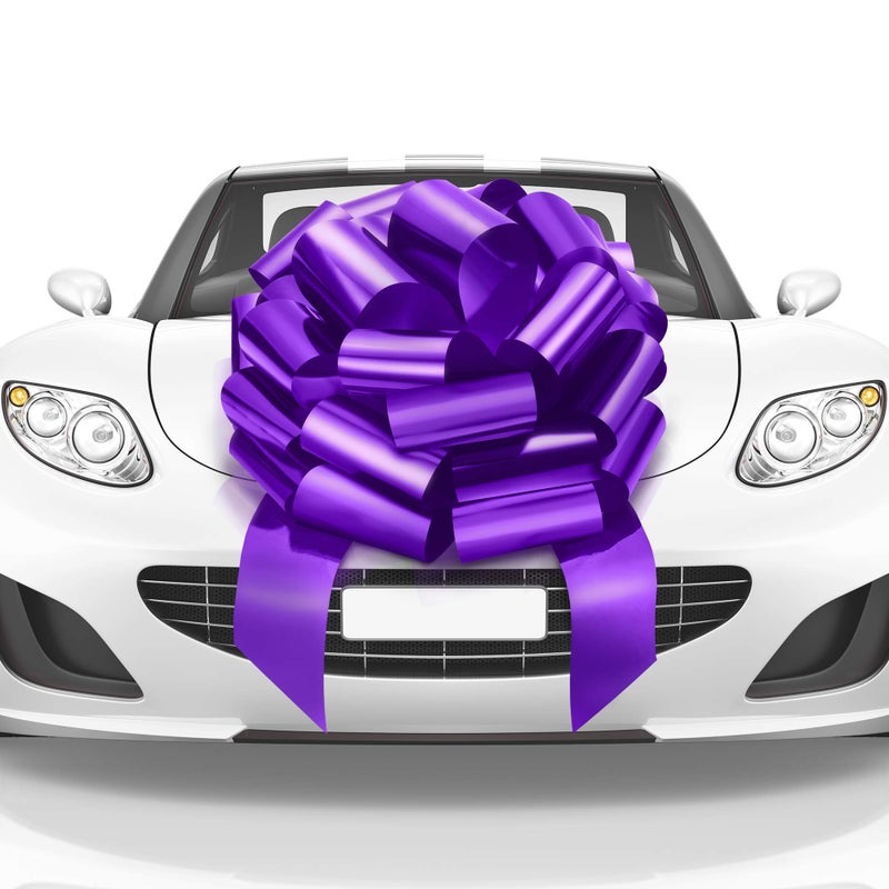 Mata1 Big Car Bow Purple 23 inch Giant Gift Bows Big Bow for Car Big Purple Bow Large Car Bow Big Gift Bow Car Pull Bow Huge Car Bows Car Ribbon Bows with 26 Loops and 4 Stickers