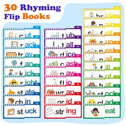 SkilLify Word Family Build Book 30 Read and Rhyme Flip Books Sight Words Flash Cards Kindergarten Learn to Read Phonics Flash Cards Flip Books for Kids Homeschool Preschool Classroom Must Haves - Image 5