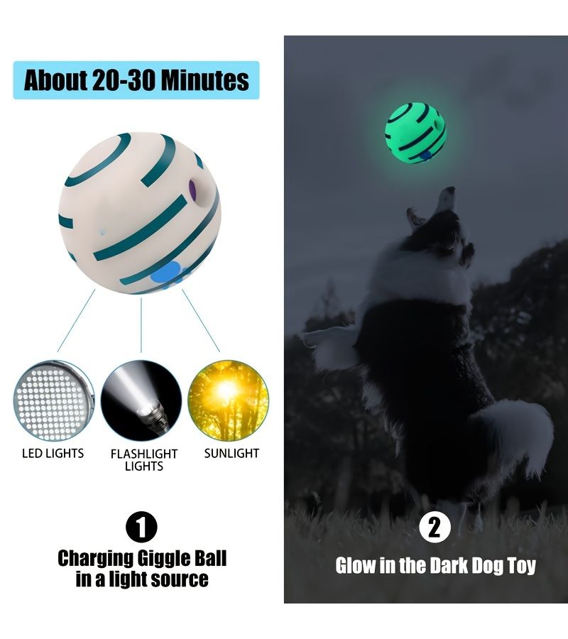 Luminous Pet Dog IQ Training Giggle Ball Toy 11cm 4.33in Without Battery - Image 3