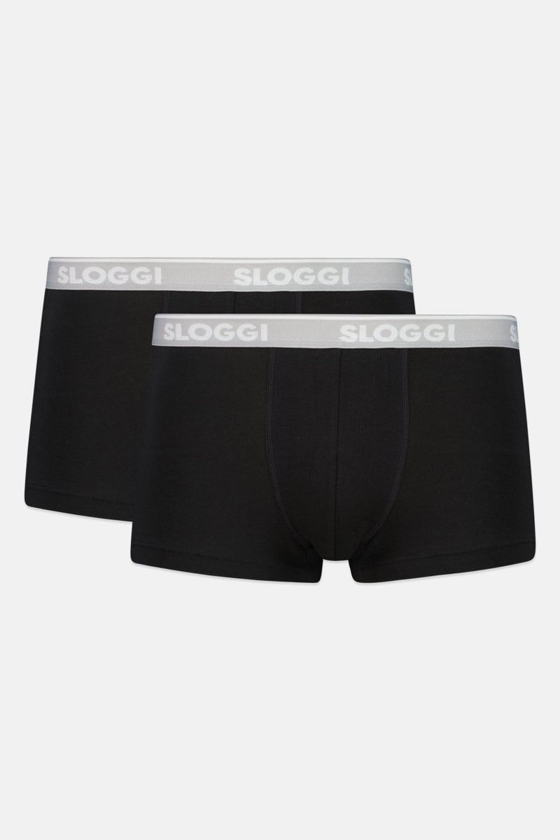 sloggi Men 2 Pieces Brand Logo Boxer Brief, Black - Image 1