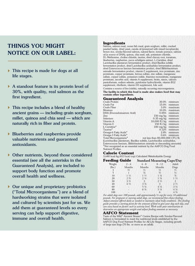 تيست أوف ذا وايلد وصفة طعام الكلاب Ancient Stream مع سمك السلمون بنكهة الدخان والحبوب القديمة 5 رطل - Image 2