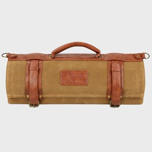 Seido Knives Classic Knife Roll Bag - Heavy Duty Canvas & Leather - Holds 18 Culinary Tools, Including 12 Large Knives, 4 Utensil Slots, and 2 Meat Cleaver Compartments - Image 4