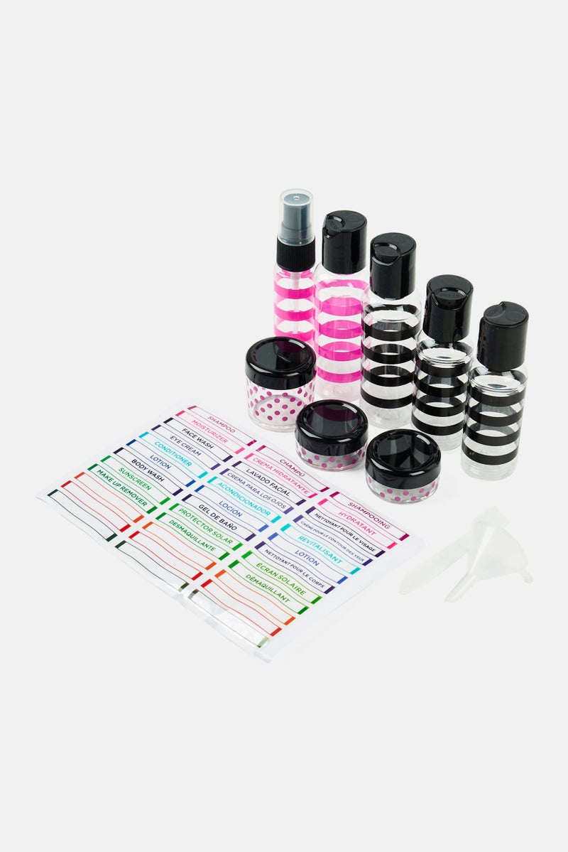 Miamica 12 Pieces Travel Bottle Set, Transparent Combo - Image 3